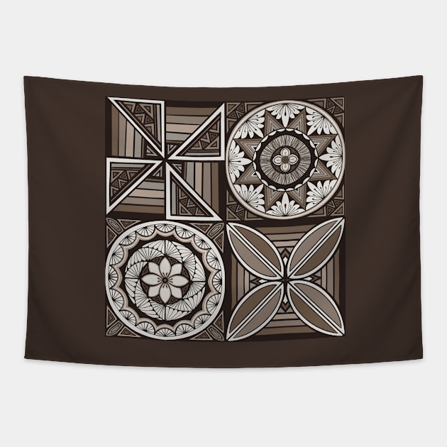 Tapa patchwork - charcoal Tapestry by AprilAppleArt