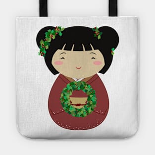 Kokeshi Christmas Wreath Tote