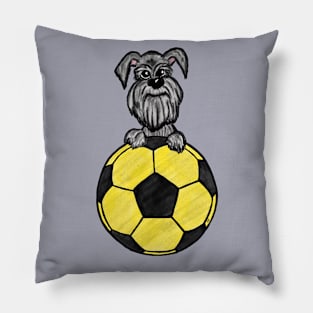 Schnauzer with a Soccer Ball Pillow