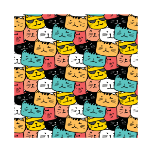 Colorful Cat Faces T-Shirt
