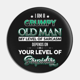 I am a Grumpy Old Man, My Level Of Sarcasm Depends On Your Level Of Stupidity Pin