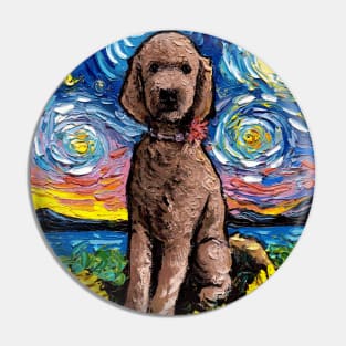 Brown Goldendoodle Night with Sunflowers Pin