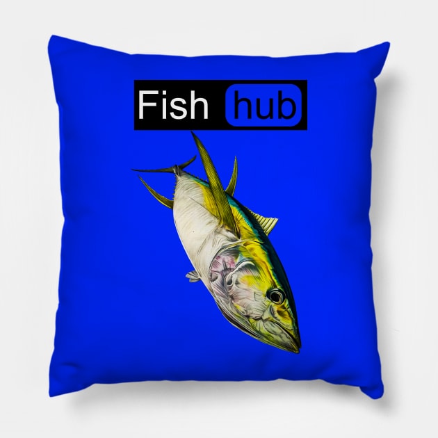 Fish hub yellowfin tuna Pillow by Art by Paul