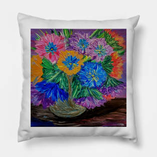 Burst of colorful flowers Pillow