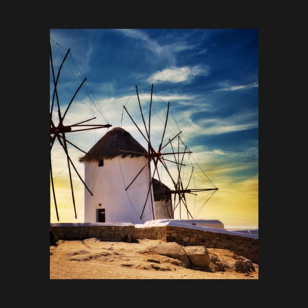 Greek windmill sunset by IOANNISSKEVAS