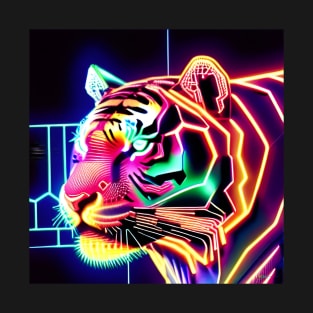 Trippy Psychedelic Neon Tigers 3 T-Shirt