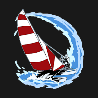 Love Sailing Gift Print Retro Sailor And Ocean Sailboat Design T-Shirt