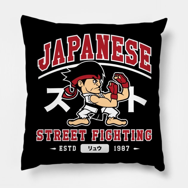 Japanese Street Fighting - Retro Video Game - College Pillow by Nemons