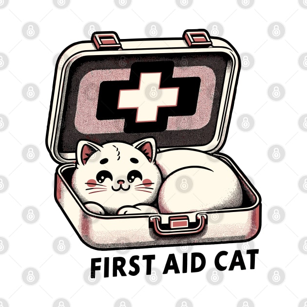 First Aid Cat Pun Nurse Doctor Healthcare Novelty Funny Cat by KsuAnn