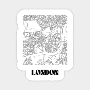 Retro Map of London, England Minimalist Line Drawing Magnet