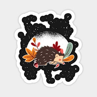 hedgehog pile of leaves Magnet