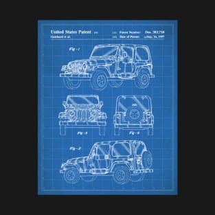 Off Road Sports Car Patent - Car Lover Off Roading Art - Blueprint T-Shirt