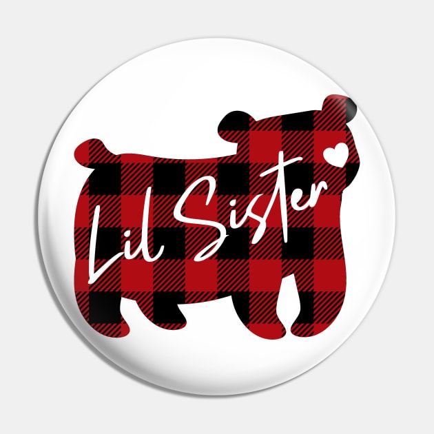 Lil sister. Bear Family. Buffalo Plaid Pin by Satic