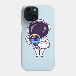 Cute Astronaut Drink Coffee Space Cup Cartoon Phone Case