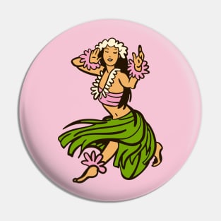 Hawaiian Hula Dancer Illustration Pin