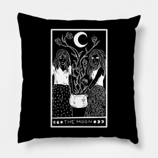 Midnight Margarita Moon - tarot card white line Pillow