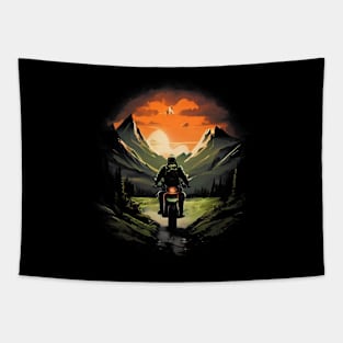 Biker on mountains Tapestry