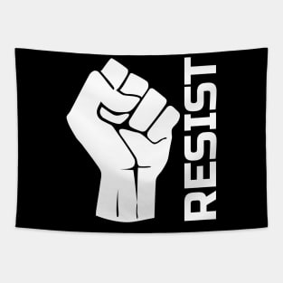 Resist with fist 2 - in white Tapestry