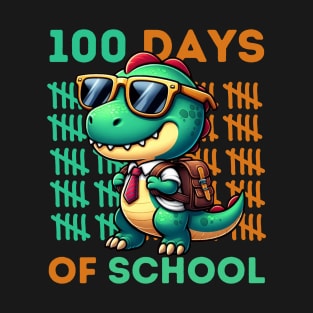 100th Day of School Teacher Dinosaur T-Rex 100 Days Kids T-Shirt