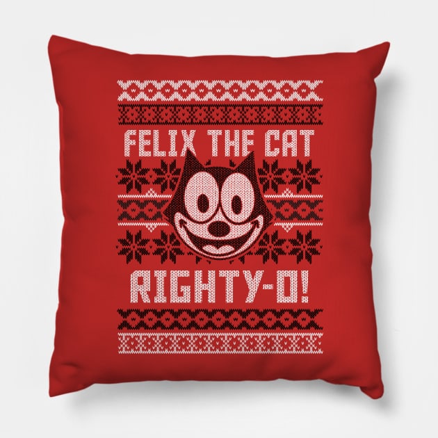 FELIX UGLY CHRISTMAS SWEATER Pillow by ROBZILLA