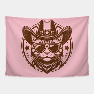 Cool Cat Cowboy Western T-shirt in Retro Style Tapestry