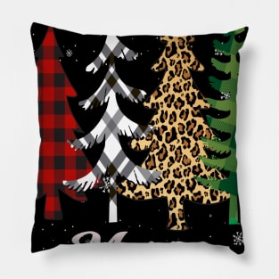 merry christmas leopard and buffalo plaid christmas gift Pillow