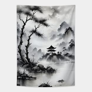 Chinese ink and water painting Tapestry