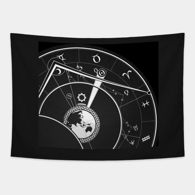 Black and White Astrological Circle Tapestry by MOULE