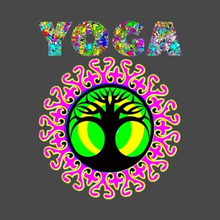 Yogo Lover's Tree of Life Perfect Pink Green "O" Spirituality Graphic T-Shirt