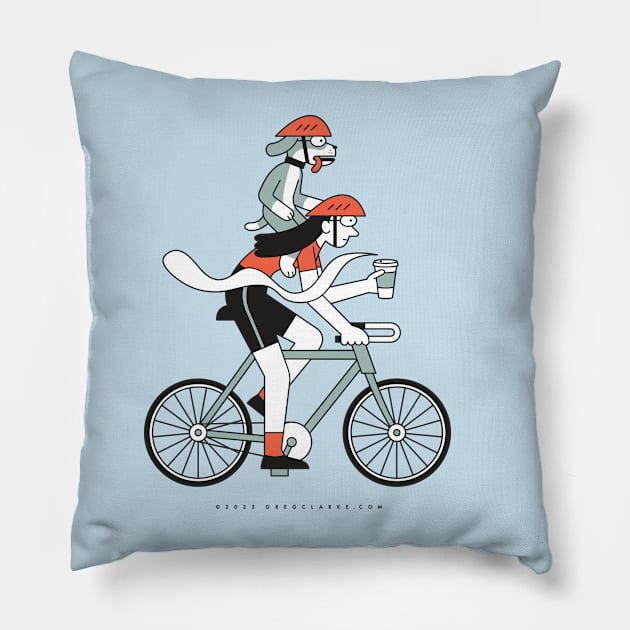 Biker Girl with Dog Pillow by GregClarke