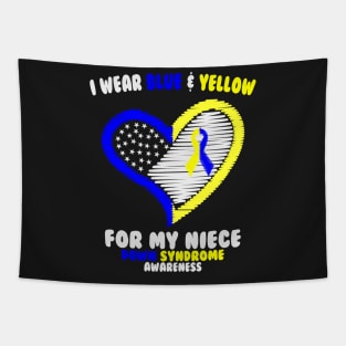 I Wear Blue and Yellow For My Niece - Down Syndrome Awareness Tapestry