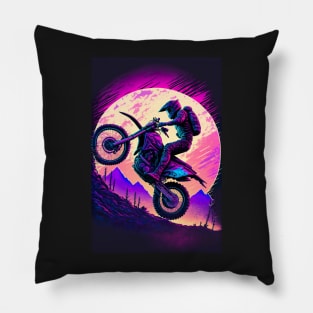 Cyber Future Dirt Bike With Neon Colors Pillow