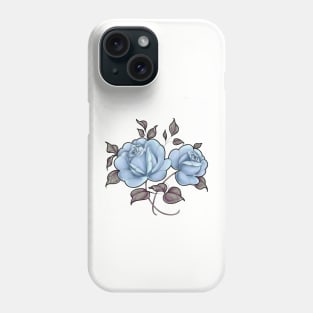 Vintage pale blue rose floral print Phone Case