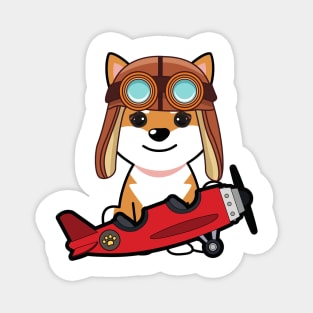 Cute orange dog is in a vintage airplane Magnet