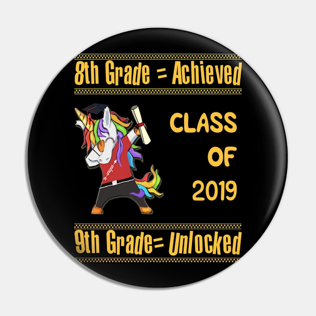 8th Grade Achieved 9th Grade Unlocked Unicorn Graduation Hat Diploma Pin by familycuteycom