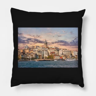 Galata Tower in Istanbul, Turkey Pillow