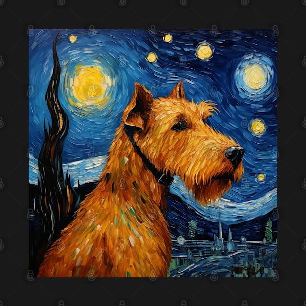 Irish Terrier painting in Starry Night style by NatashaCuteShop