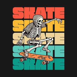 Skateboarding - Cool Skateboarder Skeleton Colorful T-Shirt