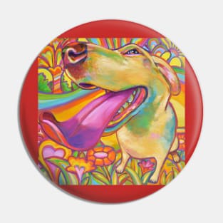 Dog Daze of Summer Psychedelic Blond Labrador Pin