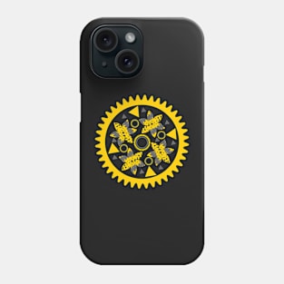 Flowers and gears in yellow Phone Case