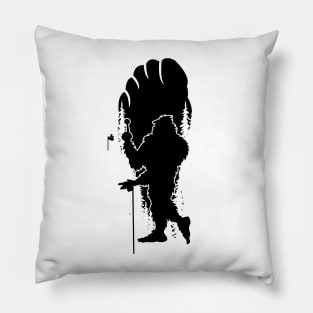 Bigfoot Footprint Bigfoot Playing Golf Silhouette Pillow