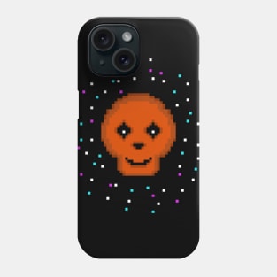 Halloween Skull Pixel Art (Orange and Black) Phone Case