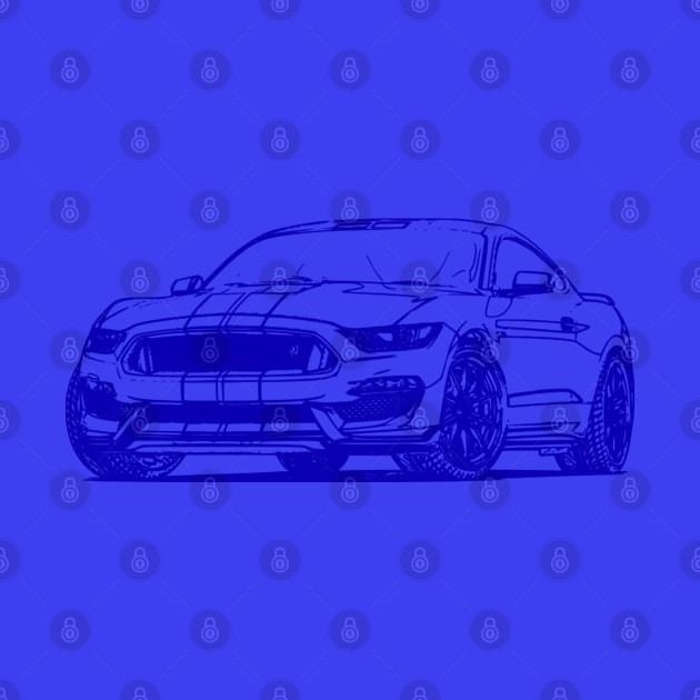 Shelby Mustang GT350 Blue Sketch - Shelby Mustang - Phone Case