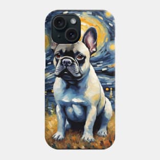 French Bulldog Dog Breed in a Van Gogh Starry Night Art Style Phone Case