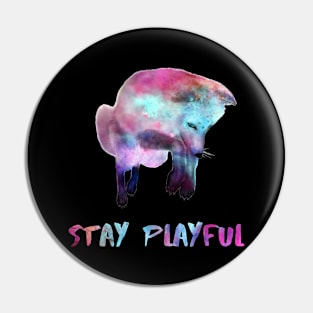 Fox Colorful Stay Playful, Cute Pouncing Foxy Graphic Pin