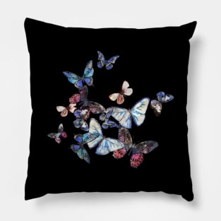 Blue Butterflies Vintage Pillow