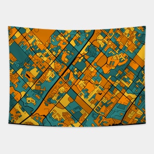 Mississauga Map Pattern in Orange & Teal Tapestry