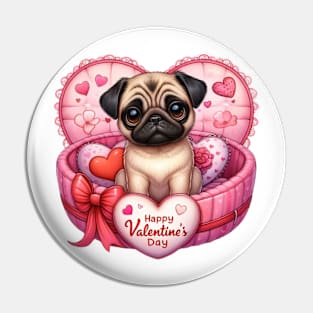 Valentine Pug Dog in Bed Pin