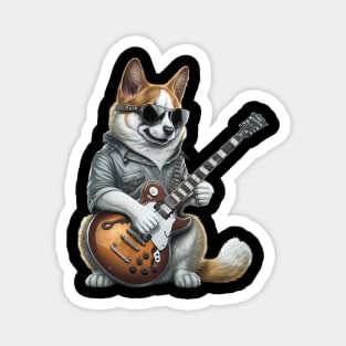 Dog Playing Guitar Magnet