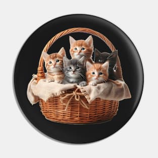 Kittens in a basket Pin